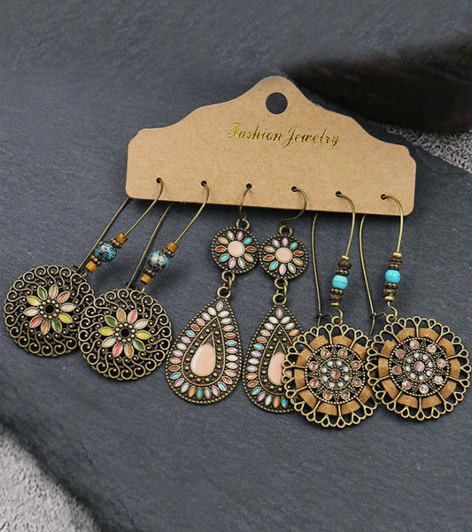 Gold Boho Retro Hollow Dangle
Earrings Set