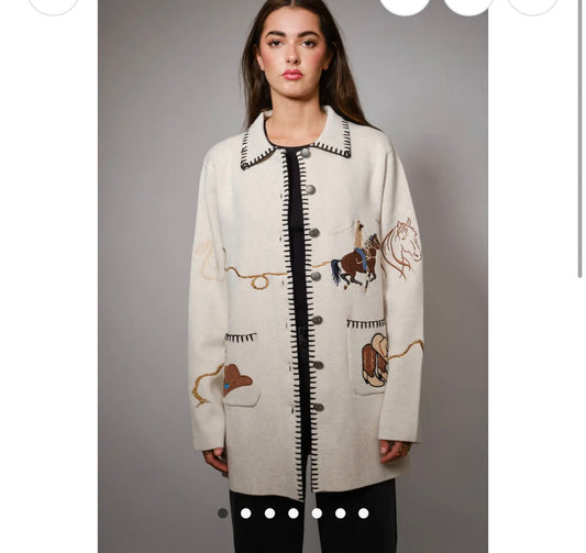 Western Embroidered Button-Up Jacket