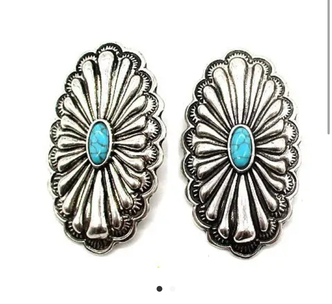 Western Turquoise Stone Concho Earring