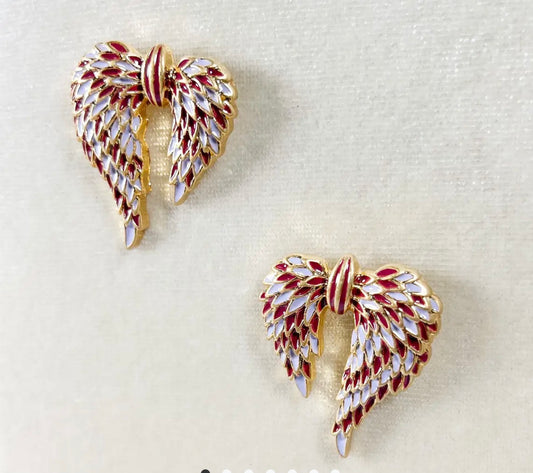 Angel Wing Earrings, White Feather
Earrings, Angel Wing Stud