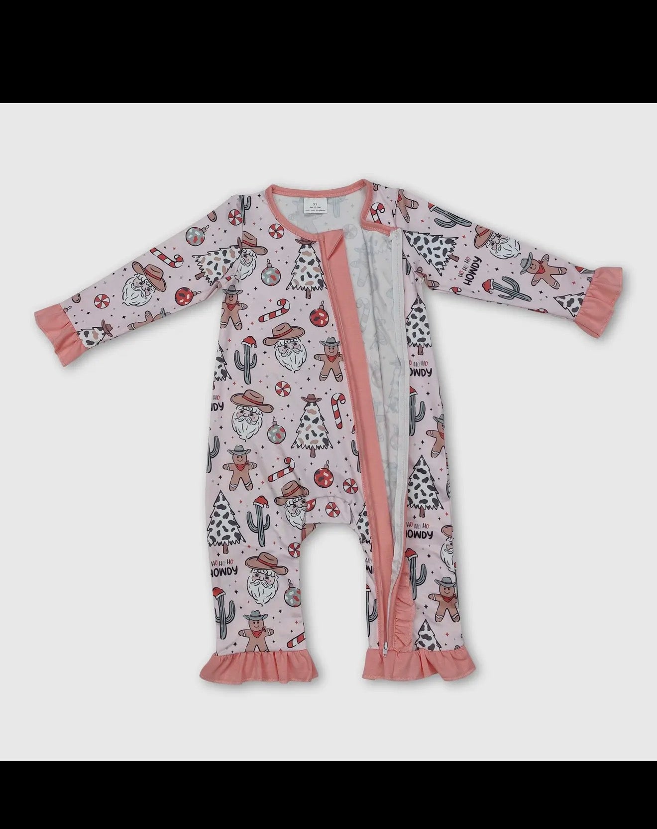 Santa Gingerbread Cactus Girls Christmas
Zipper Romper