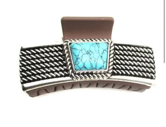Western Turquoise Stone Metal Bubble
Hair Claw