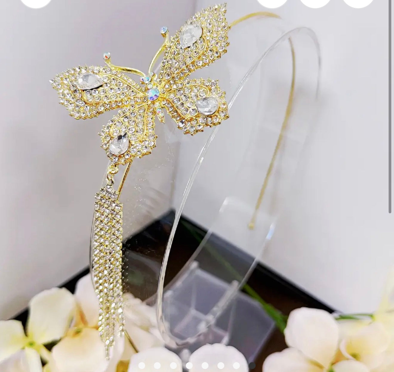 Butterfly Headband, Gold Crystal Crown, Gold Halo Crown