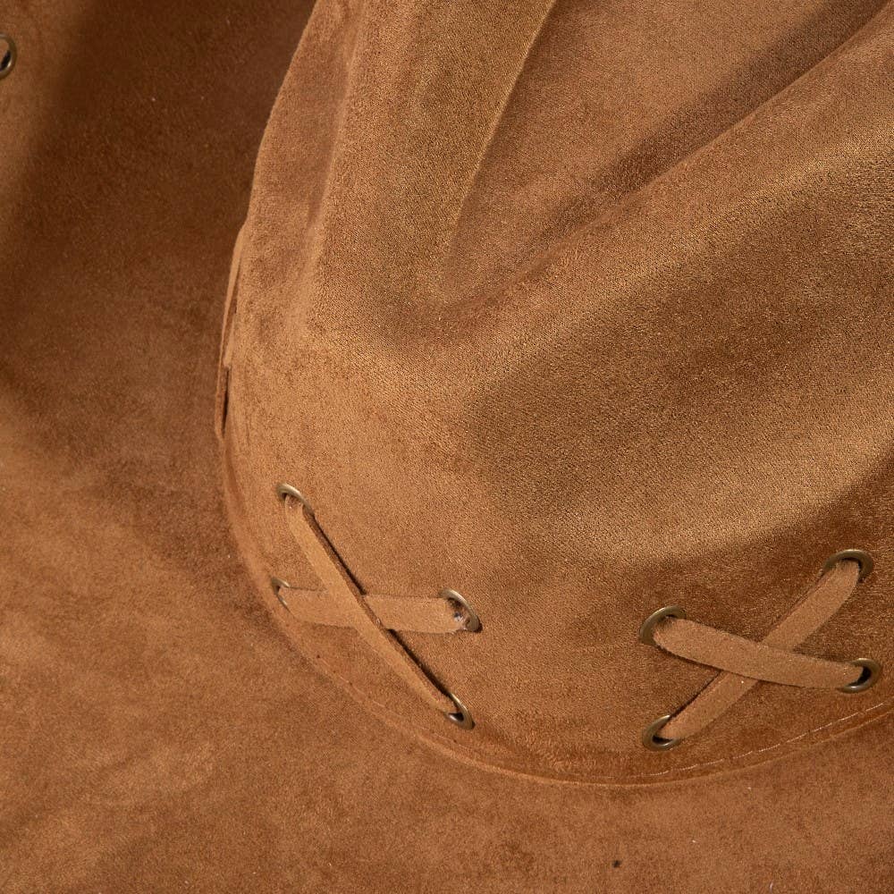 Braided Brim Faux Suede Cowboy Hat: BR