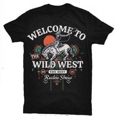 Welcome To Wild West Western Graphic Tee: Charcoal Gray
