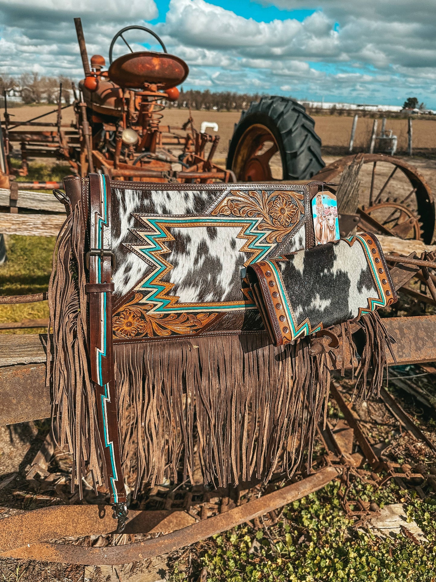 The Zigg Adjustable Cowhide Tooled Purse