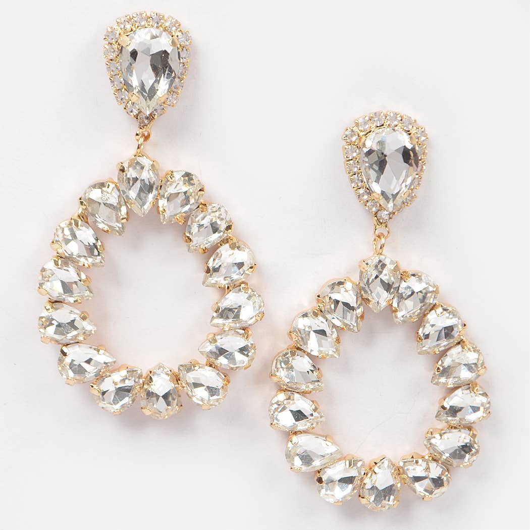 Tear Drop Stone Earring: Gold