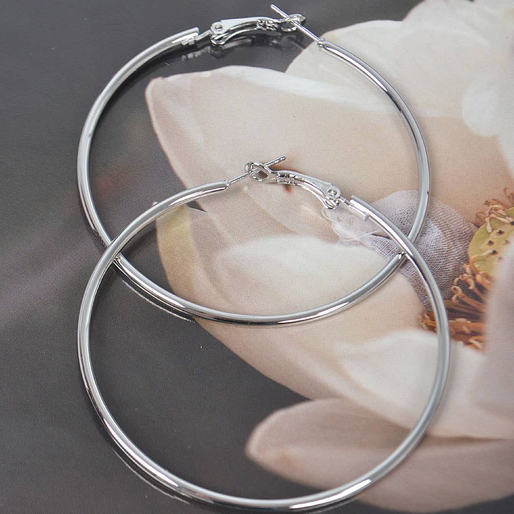 Metal 60mm Hoop Earring: Silver