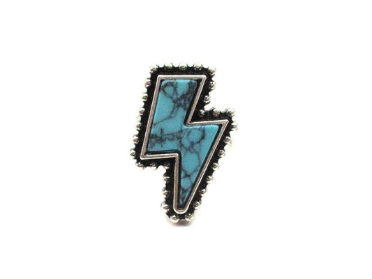 Western Turquoise Lightning Cuff Ring