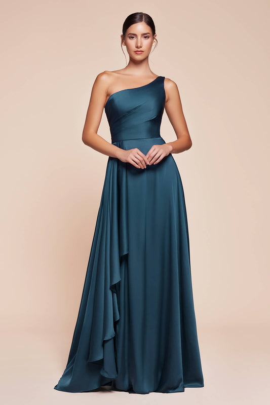 ONE SHOULDER SATIN A-LINE DRESS
: French Navy / 12