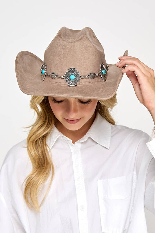 Turquoise Stud Concho Belt Western Cowboy Hat