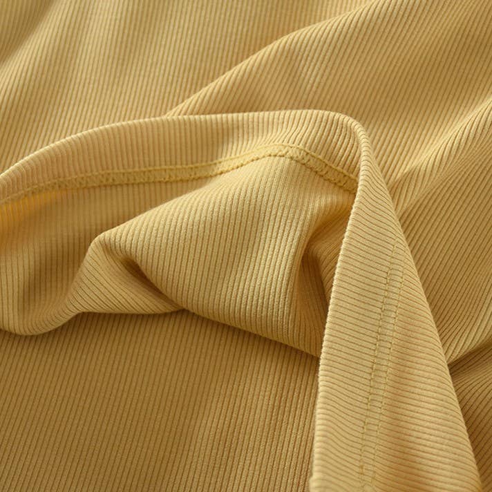 Athleisure built-in bra rib tank top: Yellow