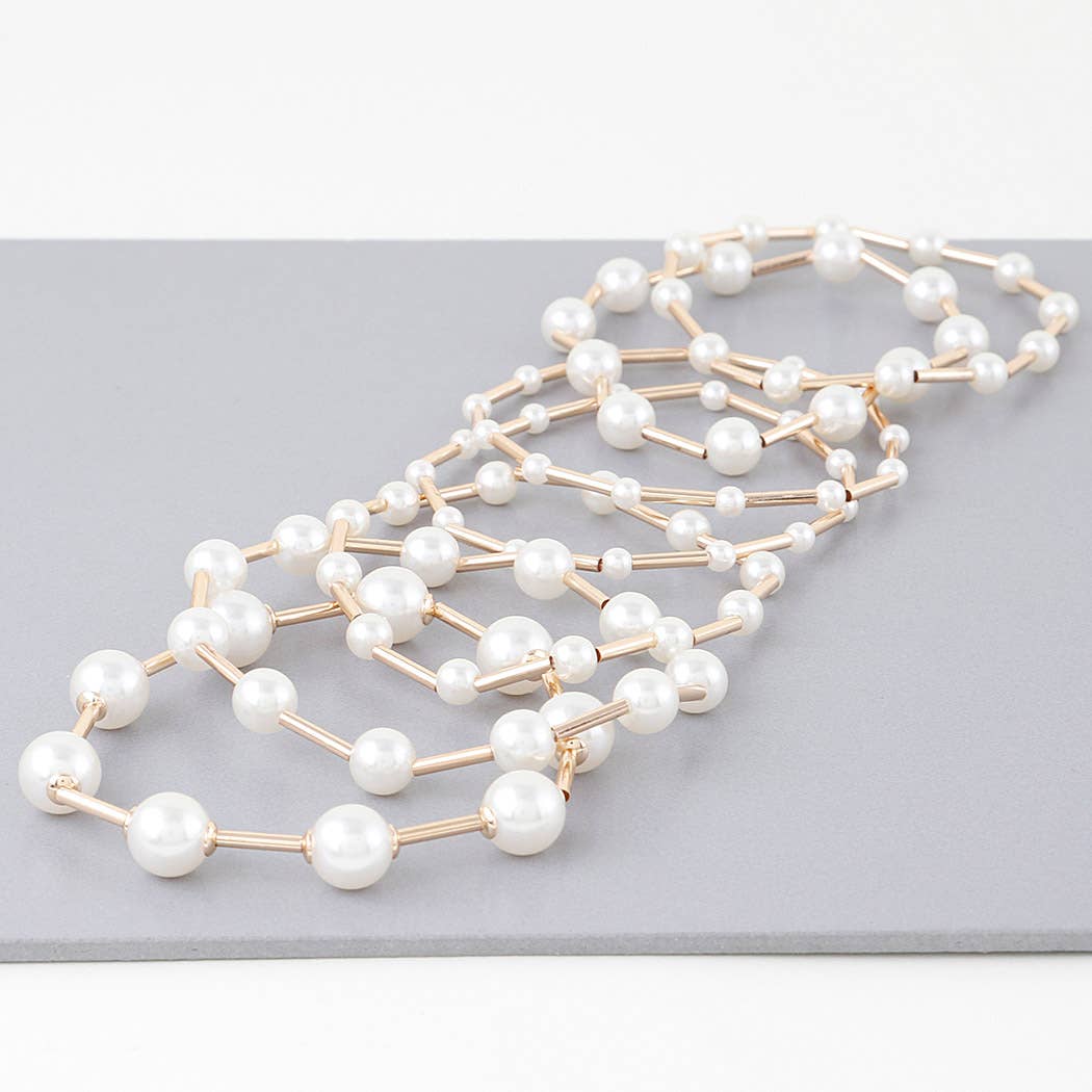 Multi Pearl Wire Bracelet Set