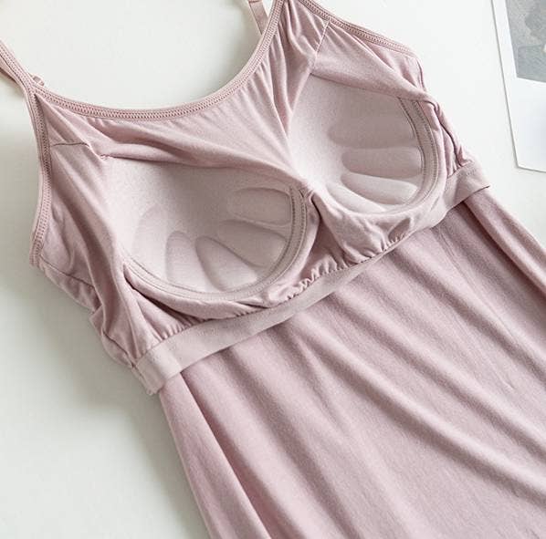 Essential Basic Soft Modal tank top camisole with bra: Pink