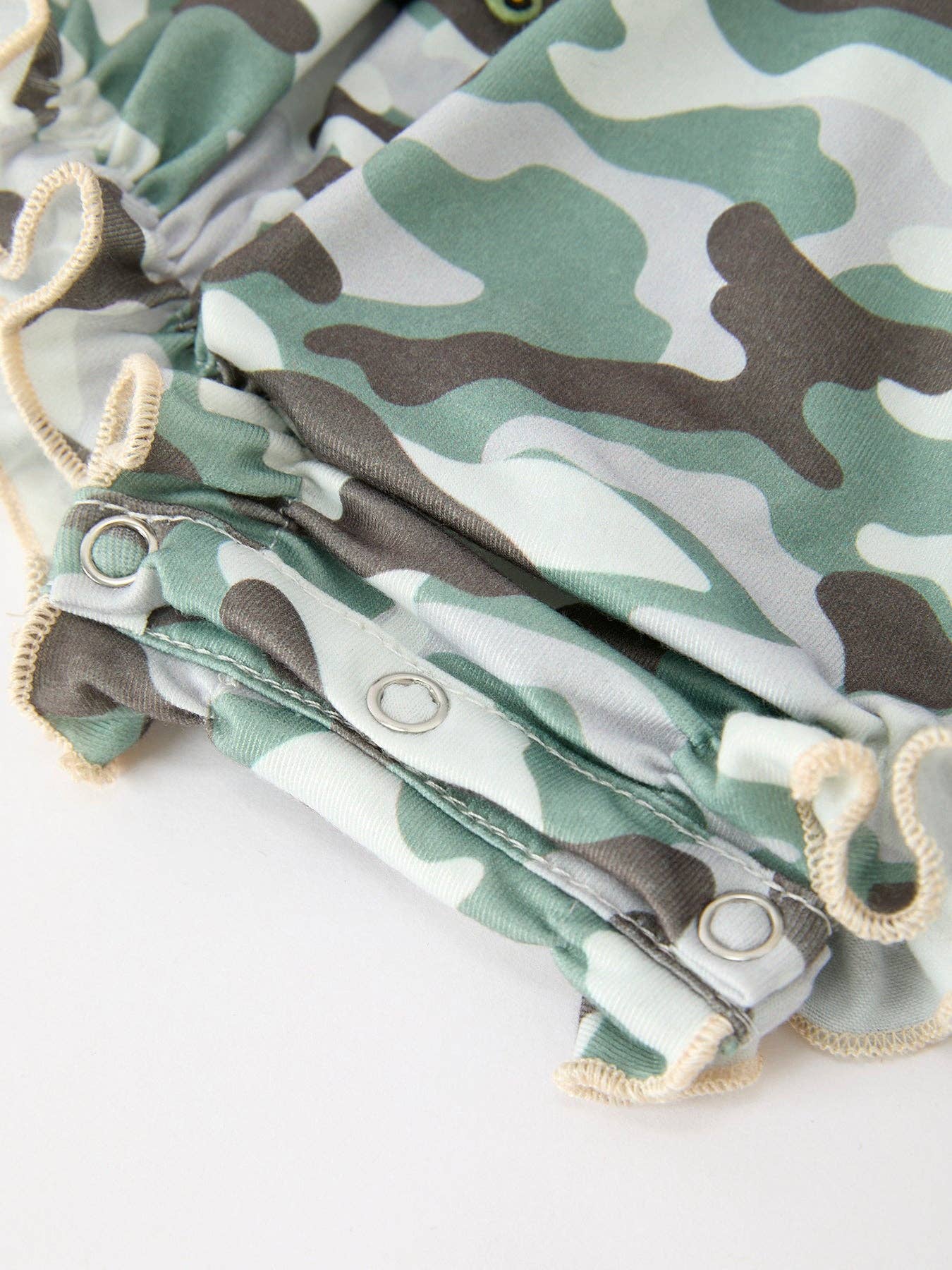 Fall Camo Bow Girls Ruffle Bubble Romper