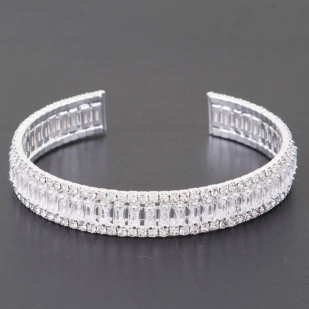 Wide Cubic Zirconia Cuff Bracelet