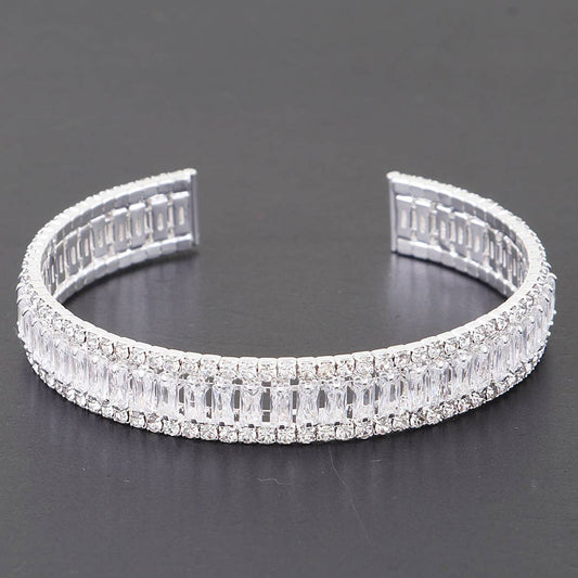 Wide Cubic Zirconia Cuff Bracelet