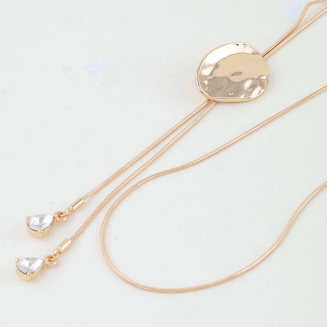 Hammered Jewel Teardrop Necklace