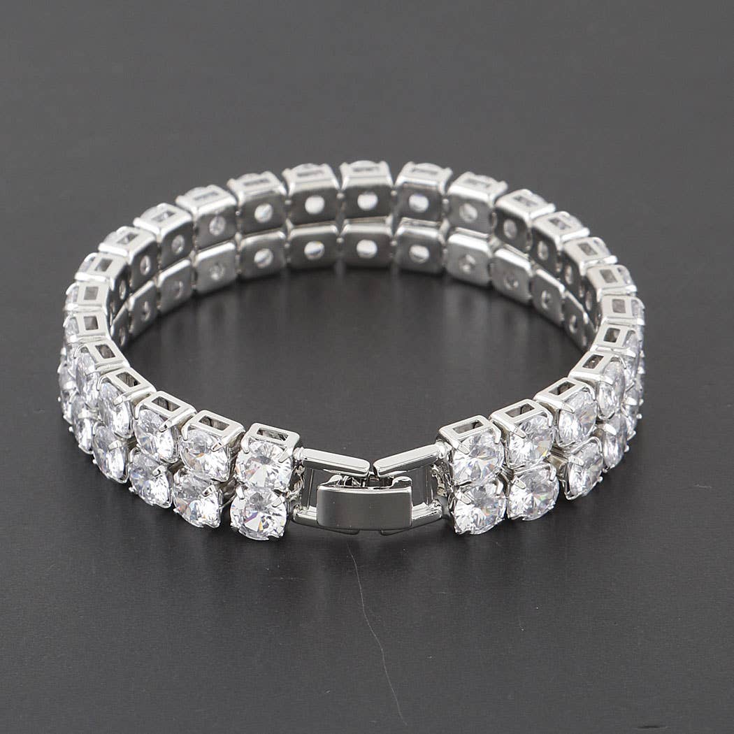 Double Rhinestone Clasp Bracelet