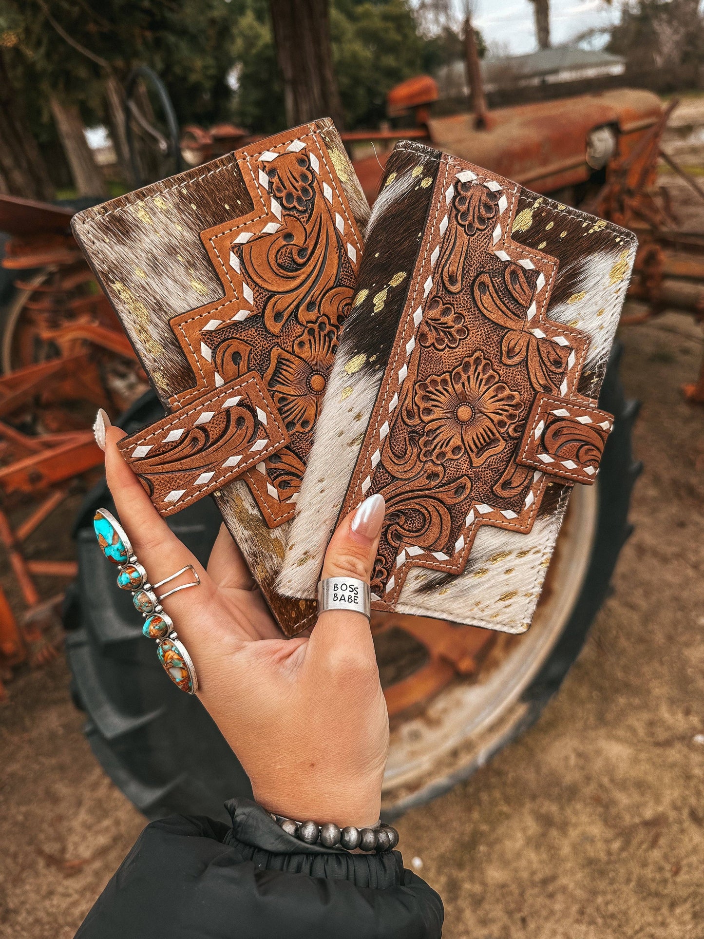 The Lancaster Wallet (Gold Splattered Cowhide) a Haute South
