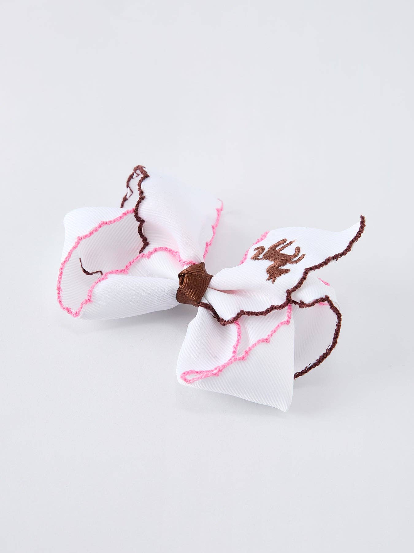 Western Horse Embroidery Ruffle Edge Girls Hairpin 4 Inch